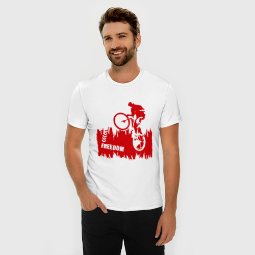 Мужская футболка премиум с принтом Велосипед, фото на моделе #1