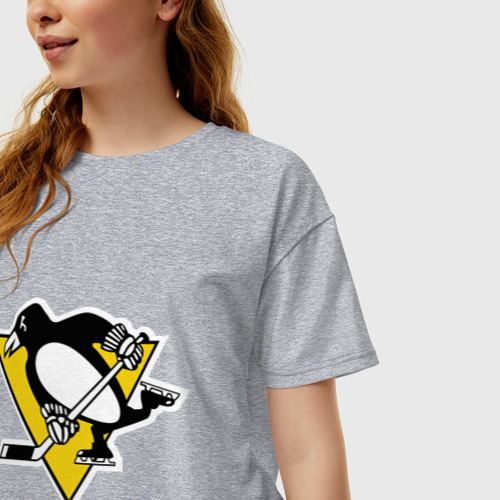 Женская футболка oversize с принтом Pittsburgh Penguins Malkin 71, фото на моделе #1