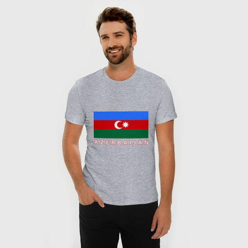 Мужская футболка премиум с принтом Азербайджан, фото на моделе #1
