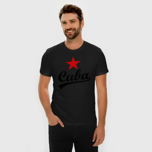 Мужская футболка премиум с принтом Куба - Cuba, фото на моделе #1