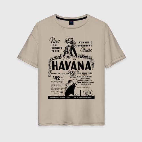 Женская футболка oversize с принтом Куба афиша, вид спереди #2