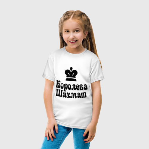 Детская футболка с принтом Королева шахмат, вид сбоку #3