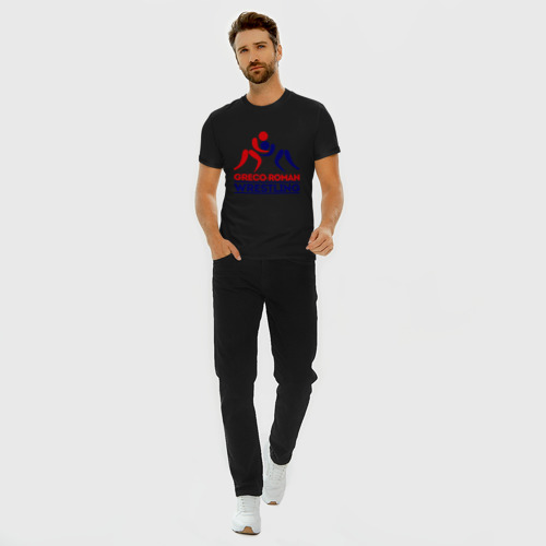 Мужская футболка премиум с принтом Лого - борцы, вид сбоку #3