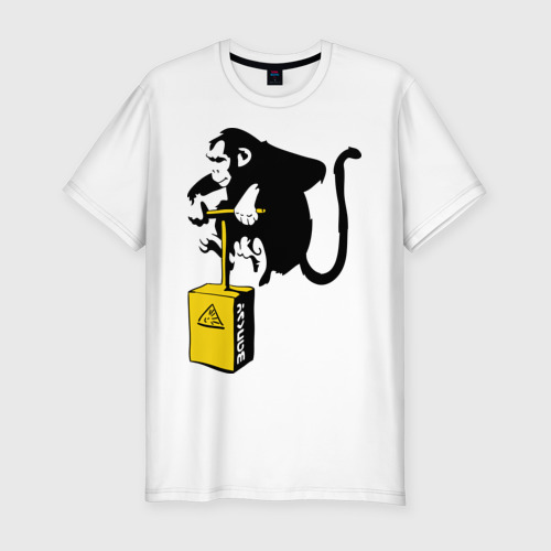 Мужская футболка премиум с принтом TNT monkey (Banksy), вид спереди #2