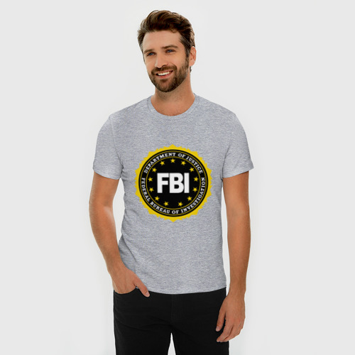 Мужская футболка премиум с принтом FBI, фото на моделе #1