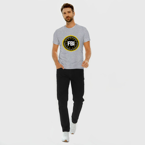 Мужская футболка премиум с принтом FBI, вид сбоку #3