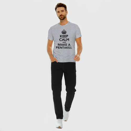 Мужская футболка премиум с принтом Keep calm and make a pentakill, вид сбоку #3