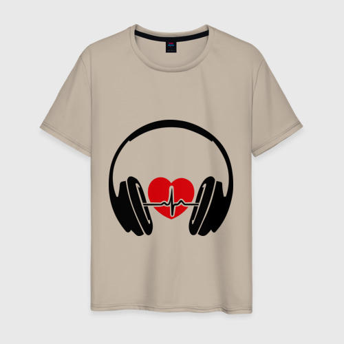 Мужская футболка с принтом Музыка в сердце, вид спереди #2