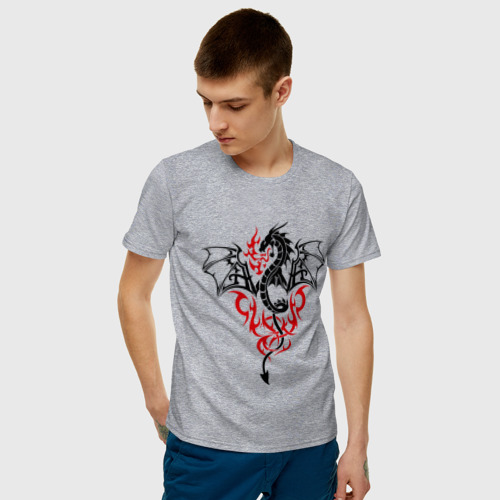 Мужская футболка с принтом Огнедышащий дракон, фото на моделе #1