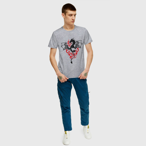 Мужская футболка с принтом Огнедышащий дракон, вид сбоку #3