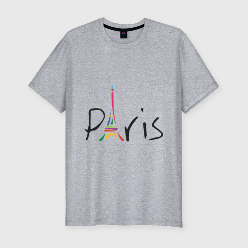 Мужская футболка премиум с принтом Красочный Париж, вид спереди #2