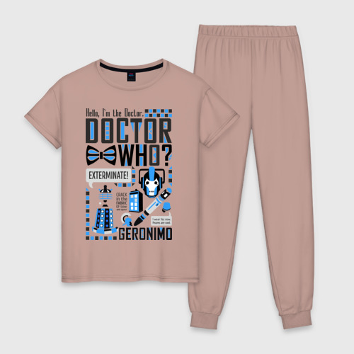 Женская пижама хлопок с принтом Доктор Кто, вид спереди #2