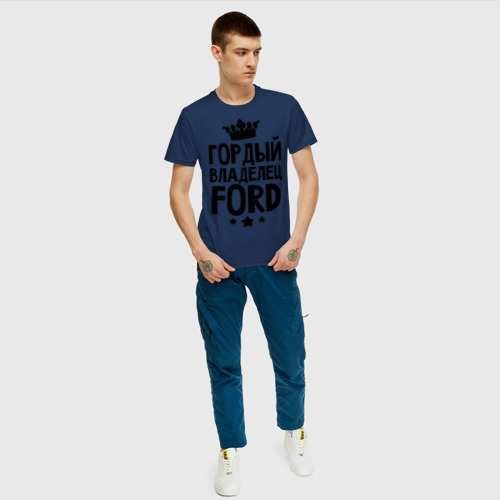 Мужская футболка с принтом Гордый владелец Ford, вид сбоку #3