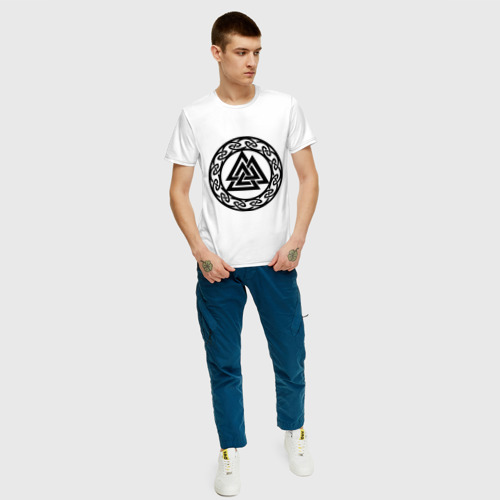 Мужская футболка с принтом Валькнут - символ Одина, вид сбоку #3