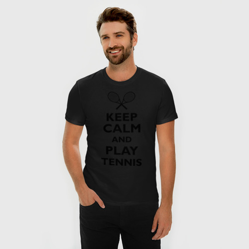 Мужская футболка премиум с принтом Play tennis, фото на моделе #1