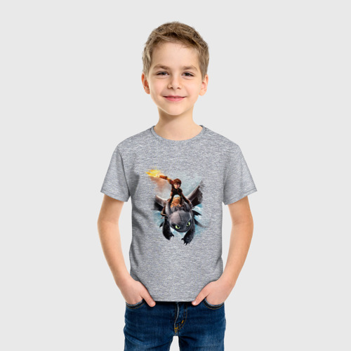 Детская футболка с принтом Как приручить дракона, фото на моделе #1