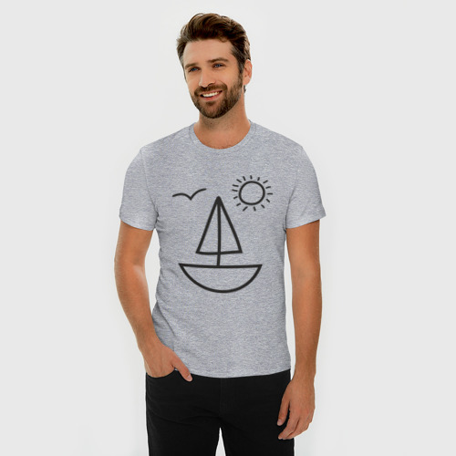 Мужская футболка премиум с принтом Настроение - море, фото на моделе #1