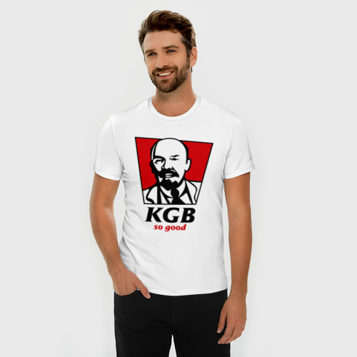 Мужская футболка премиум с принтом KGB - So Good, фото на моделе #1