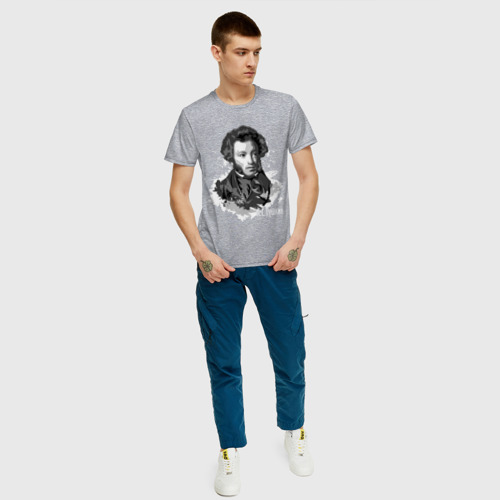 Мужская футболка с принтом Пушкин, вид сбоку #3