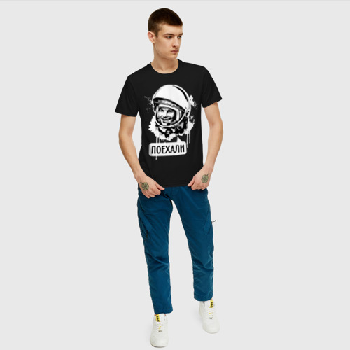 Мужская футболка с принтом Гагарин Поехали, вид сбоку #3