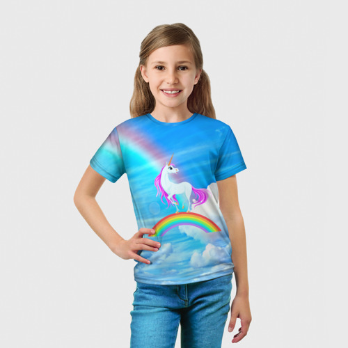 Детская 3D футболка с принтом Единорог, вид сбоку #3