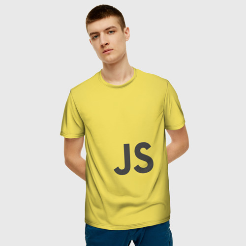 Мужская 3D футболка с принтом JavaScript, фото на моделе #1