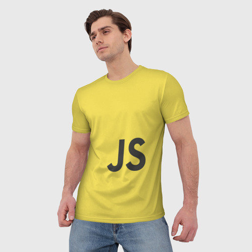 Мужская 3D футболка с принтом JavaScript, вид сбоку #3