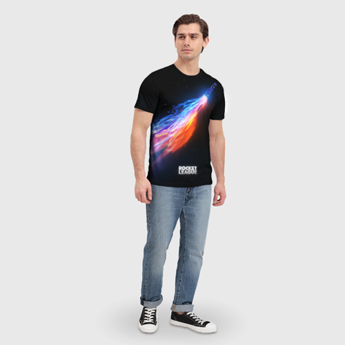 Мужская 3D футболка с принтом Rocket League, вид сбоку #3