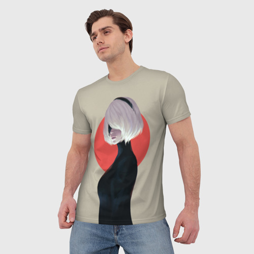 Мужская 3D футболка с принтом Nier Automata, вид сбоку #3