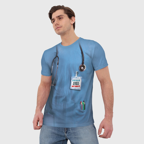 Мужская 3D футболка с принтом Костюм врача, фото на моделе #1