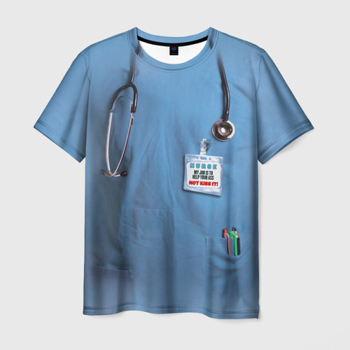 Мужская 3D футболка с принтом Костюм врача, вид спереди #2
