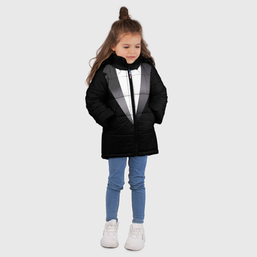 Зимняя куртка для девочек 3D с принтом Смокинг, вид сбоку #3