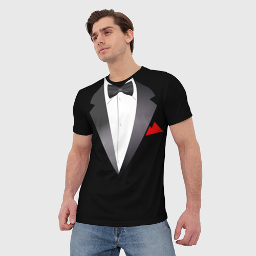Мужская 3D футболка с принтом Смокинг, фото на моделе #1