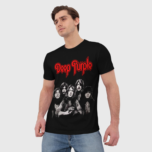 Мужская 3D футболка с принтом Deep Purple, фото на моделе #1