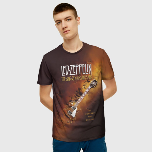 Мужская 3D футболка с принтом Led Zeppelin, фото на моделе #1