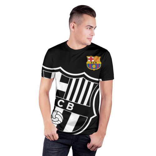 Мужская футболка 3D спортивная с принтом Барселона, фото на моделе #1