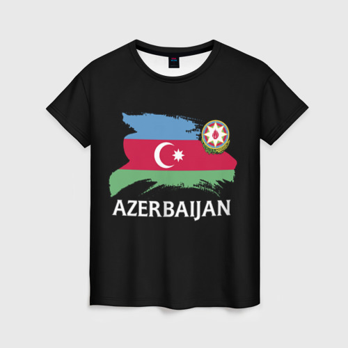 Женская 3D футболка с принтом Азербайджан, вид спереди #2