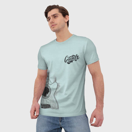 Мужская 3D футболка с принтом Guitar, фото на моделе #1