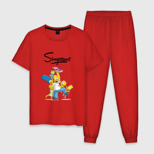 Мужская пижама хлопок с принтом Симпсоны, вид спереди #2