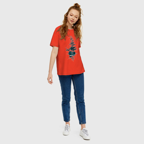 Женская футболка oversize с принтом Летучий Голландец, вид сбоку #3