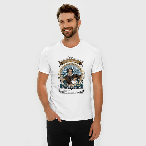 Мужская футболка премиум с принтом АС Пушкин, фото на моделе #1