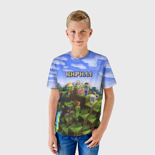 Детская 3D футболка с принтом Кирилл - Minecraft, фото на моделе #1