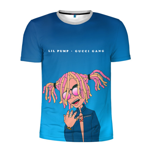 Мужская футболка 3D спортивная с принтом Lil Pump Gucci Gang, вид спереди #2