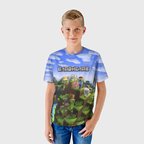 Детская 3D футболка с принтом Владислав - Minecraft, фото на моделе #1