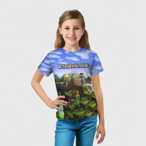 Детская 3D футболка с принтом Владислав - Minecraft, вид сбоку #3