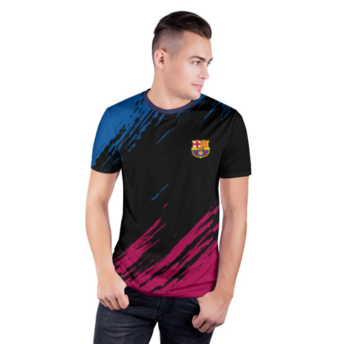 Мужская футболка 3D спортивная с принтом FC BARCELONA (BARCA) | ФК БАРСЕЛОНА, фото на моделе #1