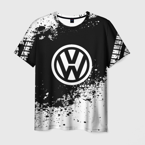 Мужская 3D футболка с принтом Volkswagen abstract sport, вид спереди #2