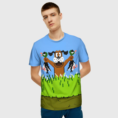 Мужская 3D футболка с принтом Duck Hunt, фото на моделе #1