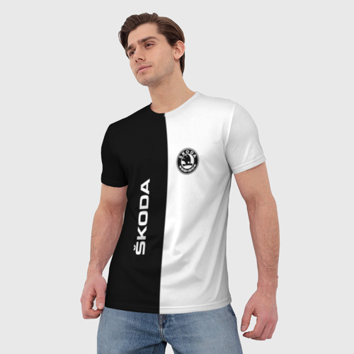 Мужская 3D футболка с принтом Skoda Auto as, фото на моделе #1