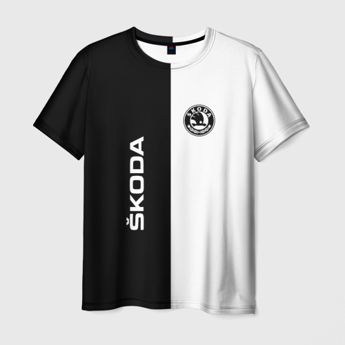 Мужская 3D футболка с принтом Skoda Auto as, вид спереди #2